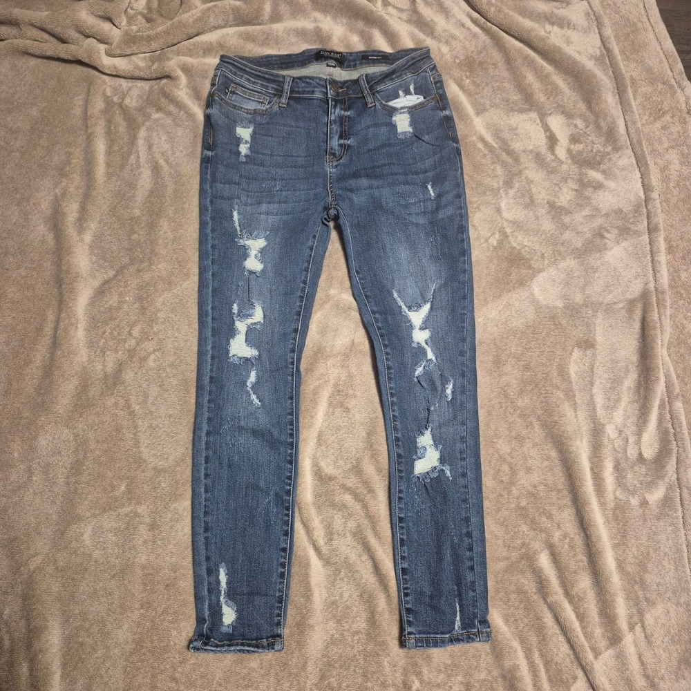 Judy Blue Skinny Fit Distressed Ripped Jeans Medium Wash JB88177 Size 11/30